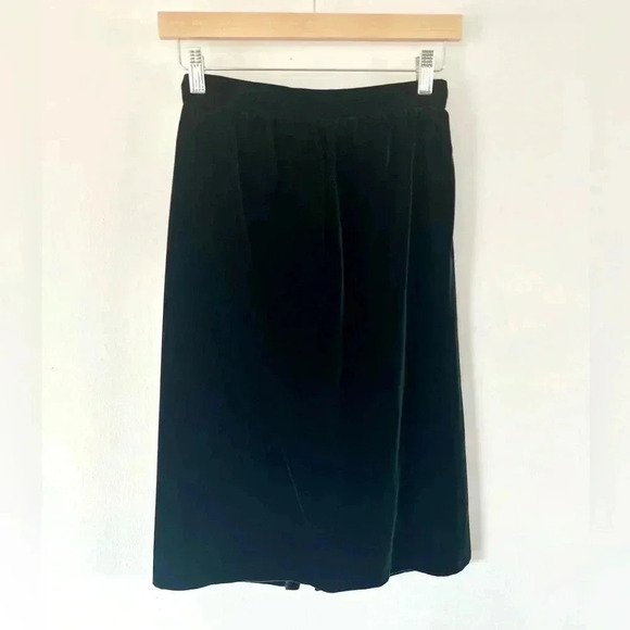 Gunne Sax by Jessica McClintock 80s Emerald Green Velvet Pencil Skirt Size Small - Picture 1 of 8